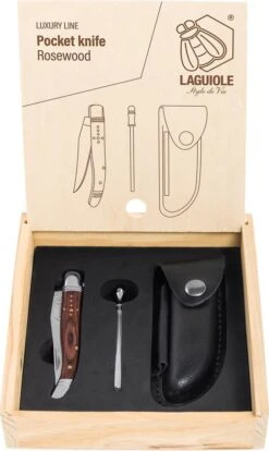 Laguiole Style De Vie Zakmes - Met Aanzetstaal En Etui - Rozenhout