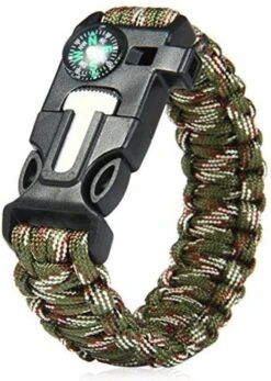 Merkloos Survival Paracord Armband Met Kompas En Fluitje - 4 In 1 - Camouflage