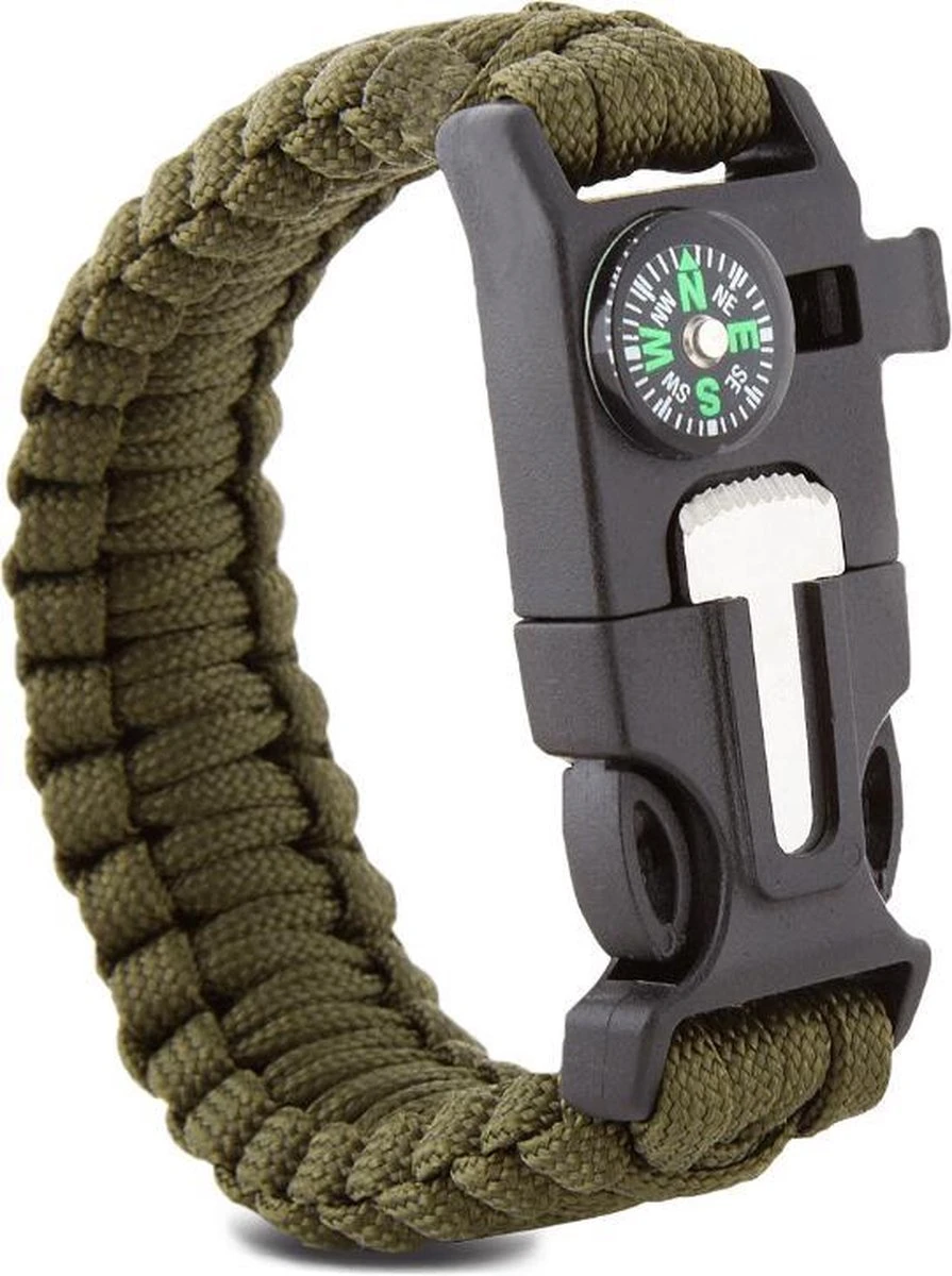 Merkloos Survival Paracord Armband Met Vuurstarter, Kompas En Fluitje - 5 In 1 3 Merkloos Survival Paracord Armband Met Vuurstarter, Kompas En Fluitje - 5 In 1
