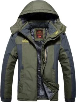 Merkloos Winter Fleece Militaire Jassen Heren Winddicht Waterdicht Uitloper Parka Windjack Warme Jas, Maat: XL (legergroen)-Groen