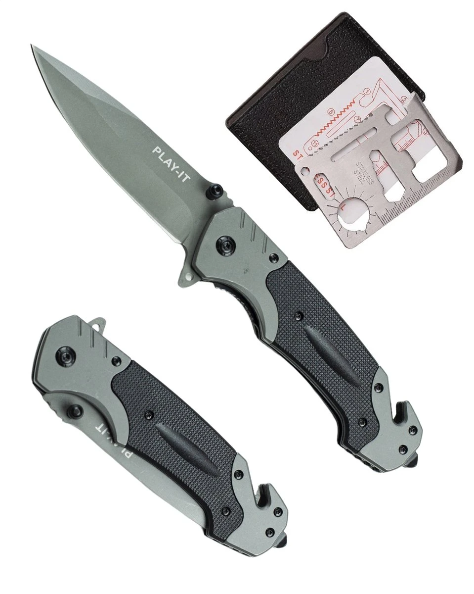 PLAY IT Zakmes Inclusief Opbergetui - 23CM - 11in1 Multikaart - Zwart 3 PLAY IT Zakmes Inclusief Opbergetui - 23CM - 11in1 Multikaart - Zwart