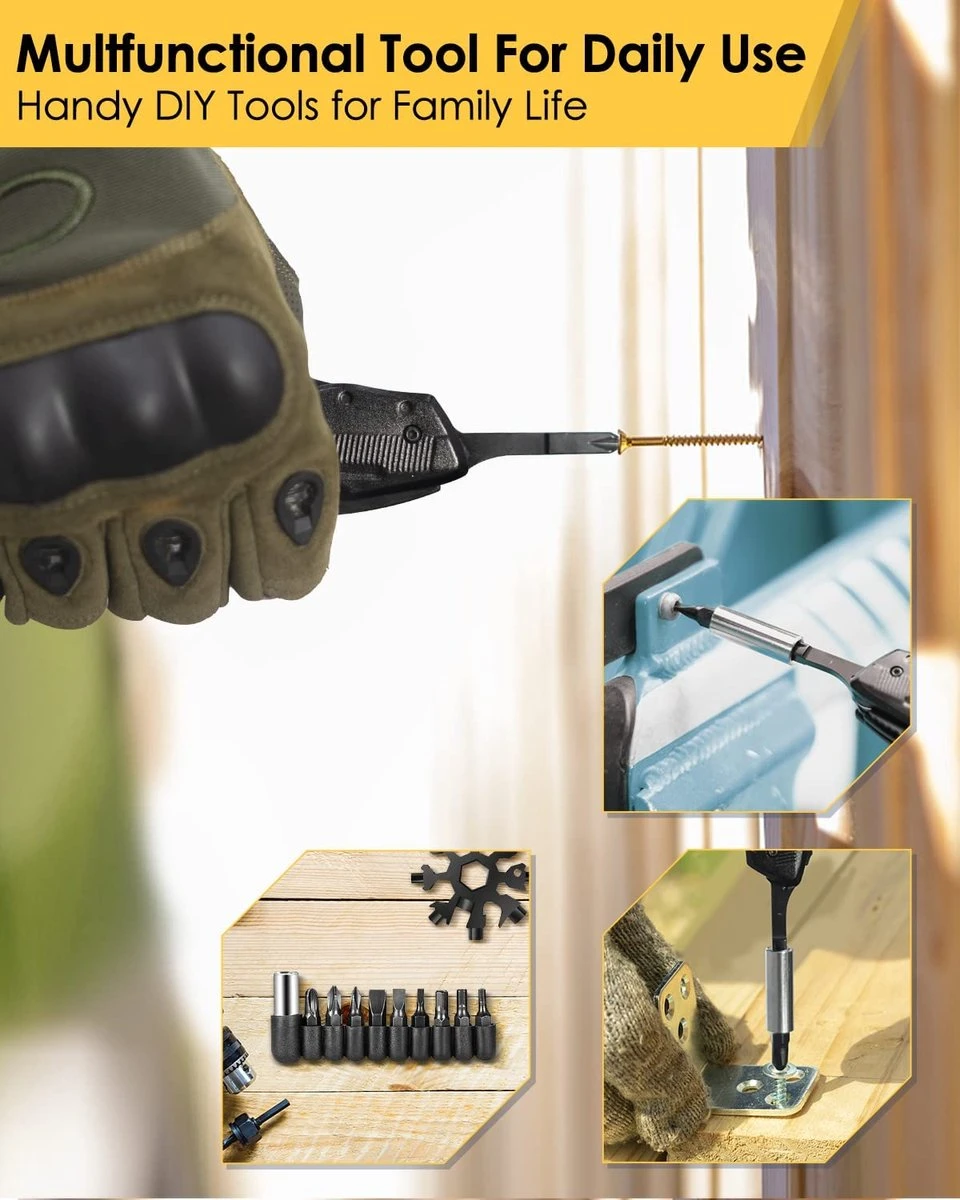 BOTC Multitool Zakmes - 14-in-1 Multitool - Blikopener / Flesopener / Zakmes / Schroevendraaier/ 9 Verwisselbare Schroeven / Draagetui - Voor Outdoor Camping/Wandelen 7 BOTC Multitool Zakmes - 14-in-1 Multitool - Blikopener / Flesopener / Zakmes / Schroevendraaier/ 9 Verwisselbare Schroeven / Draagetui - Voor Outdoor Camping/Wandelen - Afbeelding 5