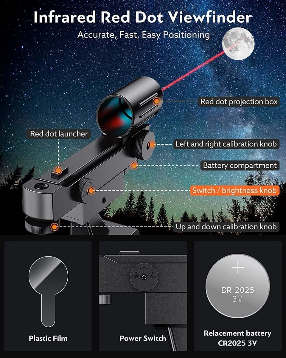 SPACEBRAIN® - 80/500 - Telescoop Voor Volwassenen - 80 Mm Opening En 500 Mm Brandpuntsafstand -professionele Astronomie-refractortelescoop Voor Kinderen En Beginners - Met AZ-montage - 3 Oculairs En Smartphone-adapter. 5 SPACEBRAIN® - 80/500 - Telescoop Voor Volwassenen - 80 Mm Opening En 500 Mm Brandpuntsafstand -professionele Astronomie-refractortelescoop Voor Kinderen En Beginners - Met AZ-montage - 3 Oculairs En Smartphone-adapter. - Afbeelding 3