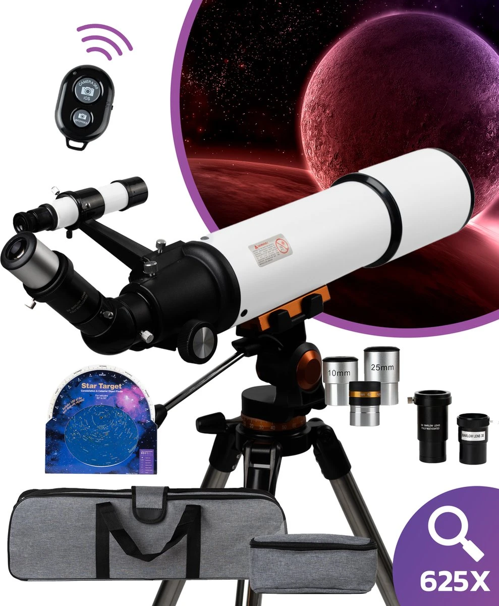 Telescoop Deluxe - Sterrenkijker - Astronomie - Nachtkijker - Sterrenkunde - Waterproof - Geschikt Voor Volwassenen En Kinderen 3 Telescoop Deluxe - Sterrenkijker - Astronomie - Nachtkijker - Sterrenkunde - Waterproof - Geschikt Voor Volwassenen En Kinderen